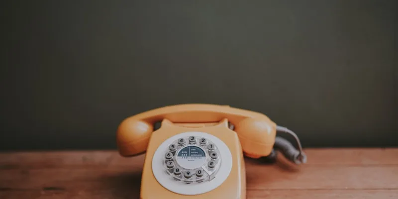 VoIP desk phone on an office workstation